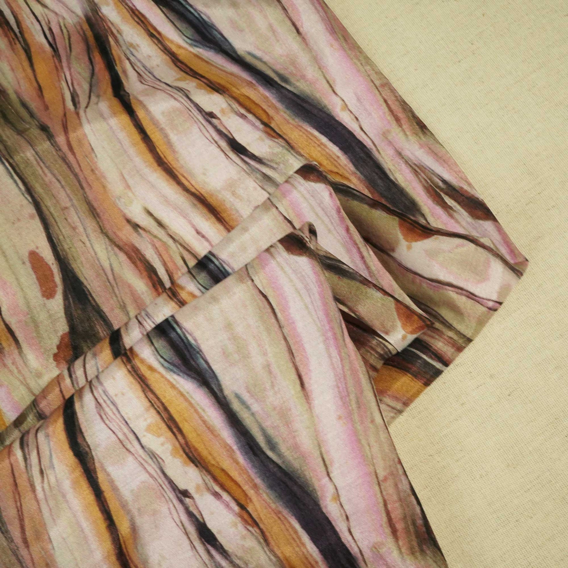Brown & Multicolor Shibori Print Muslin Fabric RM-25367