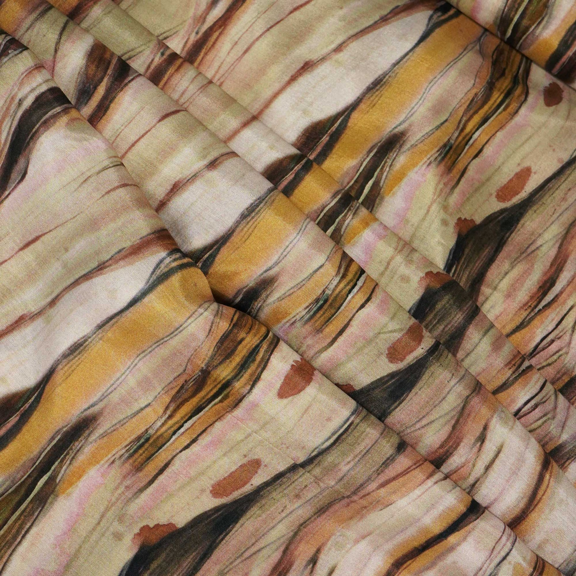 Brown & Multicolor Shibori Print Muslin Fabric RM-25367