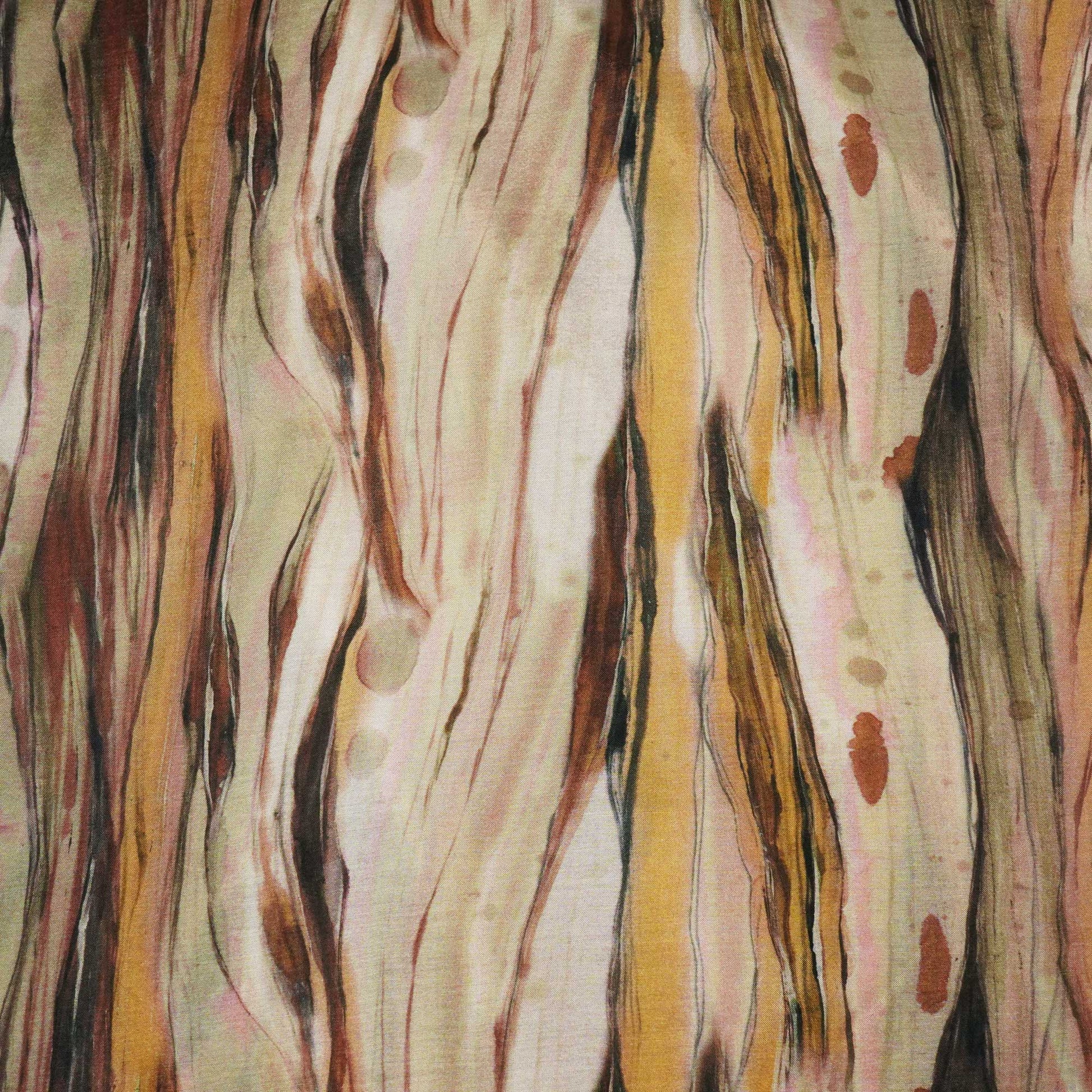 Brown & Multicolor Shibori Print Muslin Fabric RM-25367