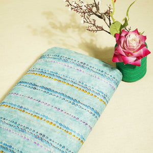 Blue Stripes Print Cotton Mulmul Fabric GT-25397