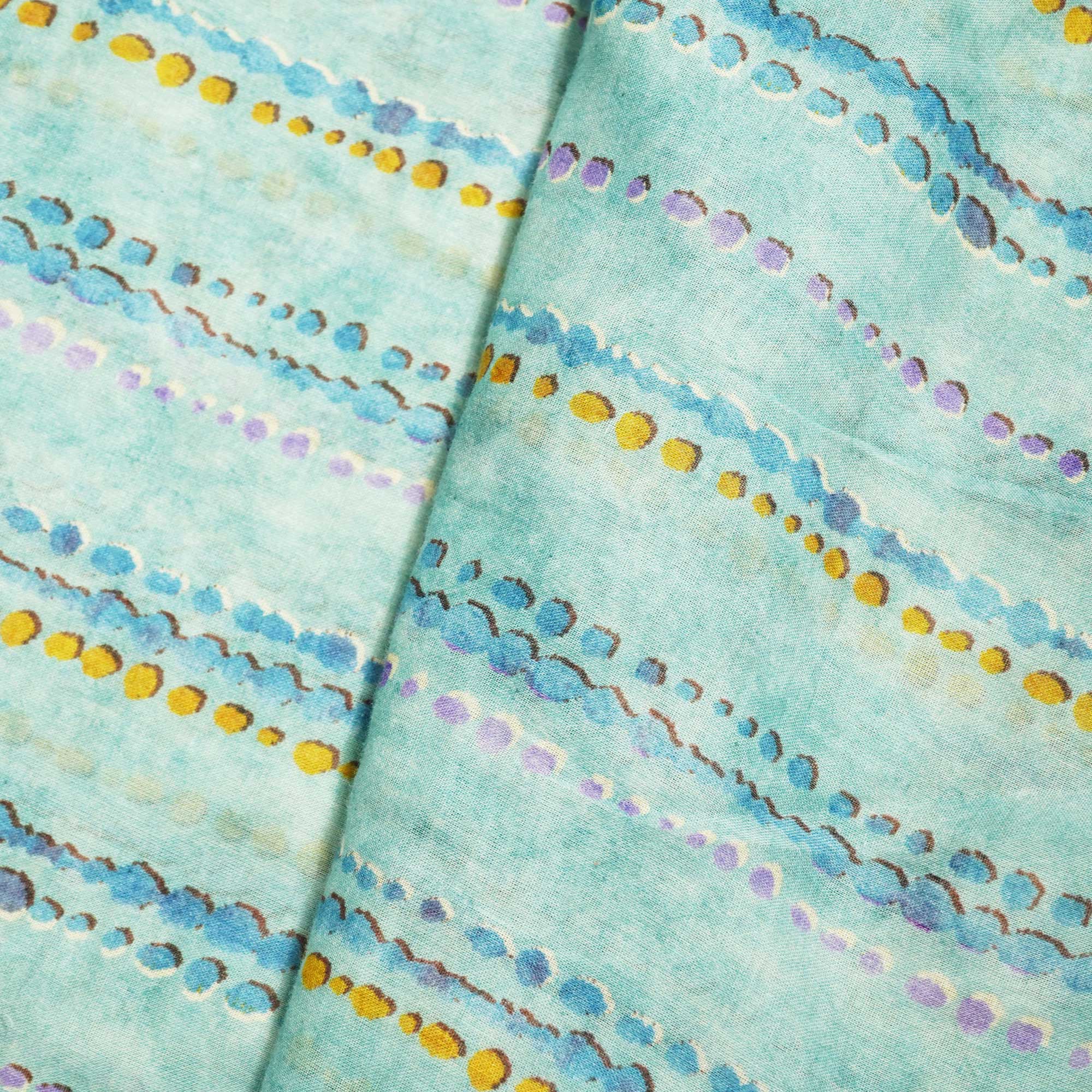 Blue Stripes Print Cotton Mulmul Fabric GT-25397