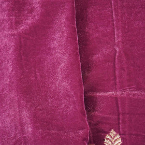 Pink Border Work Cutdana Velvet 9000 Fabric SC-28254 - TradeUNO