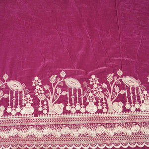 Pink Border Work Cutdana Velvet 9000 Fabric SC-28254 - TradeUNO