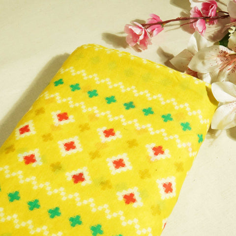 Yellow Abstract Print Cotton Mulmul Fabric GT-25402