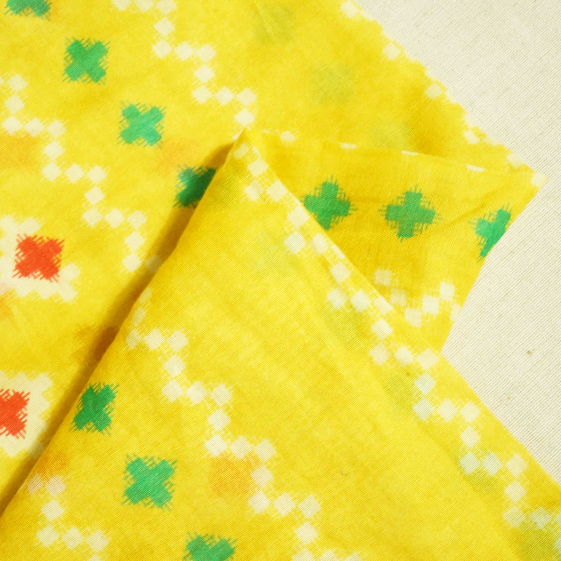Yellow Abstract Print Cotton Mulmul Fabric GT-25402