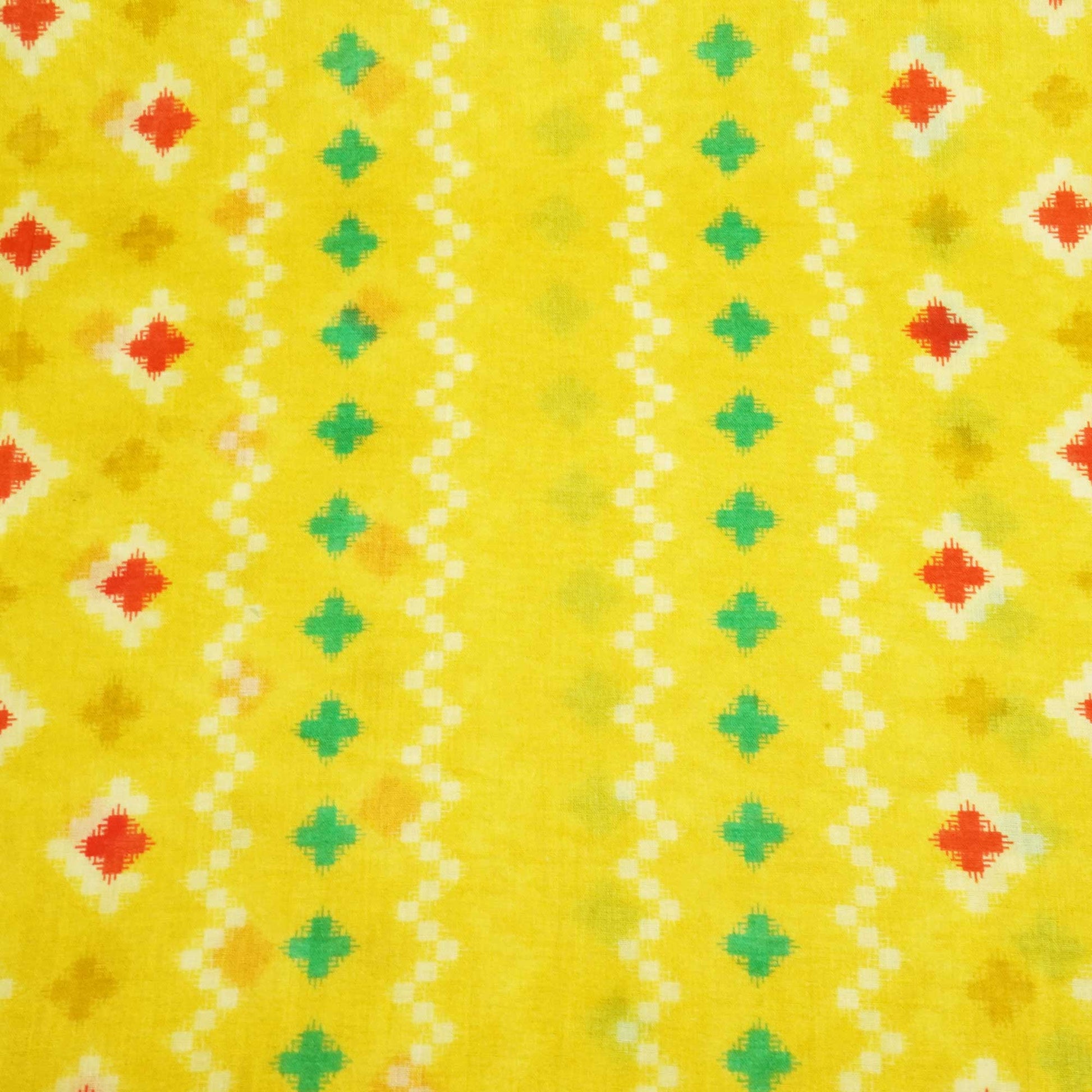 Yellow Abstract Print Cotton Mulmul Fabric GT-25402
