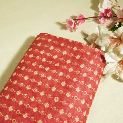 Red Floral Print Cotton Mulmul Fabric GT-25405