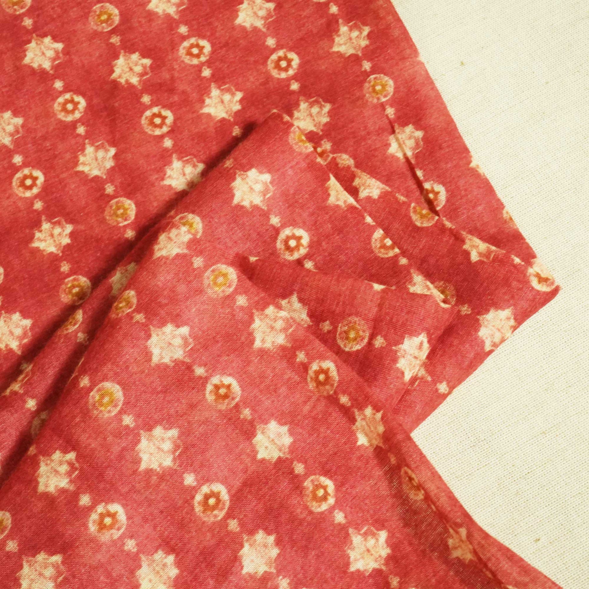 Red Floral Print Cotton Mulmul Fabric GT-25405