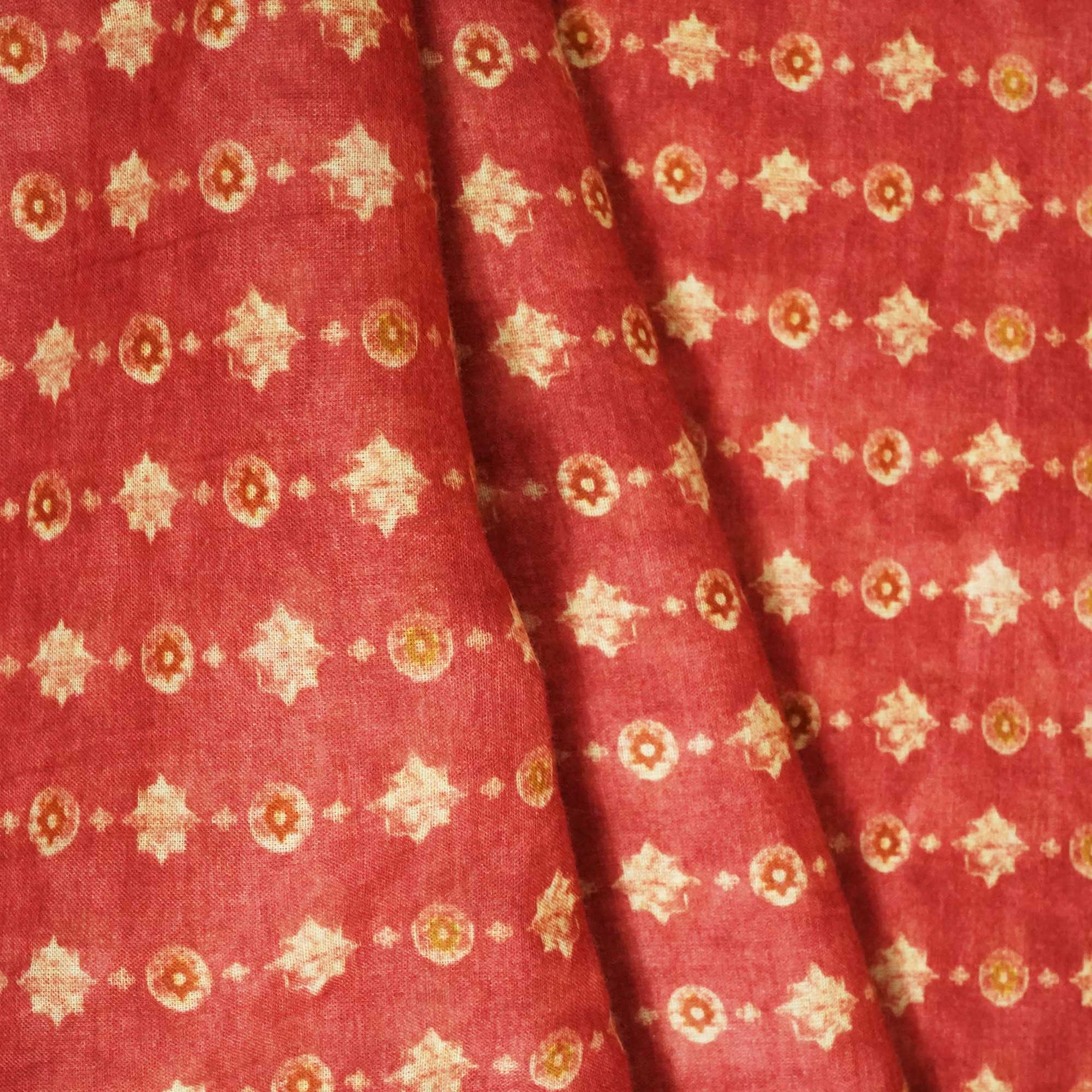 Red Floral Print Cotton Mulmul Fabric GT-25405