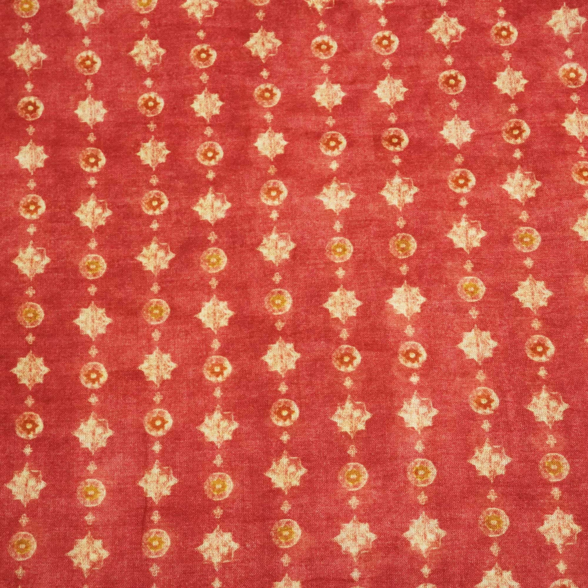 Red Floral Print Cotton Mulmul Fabric GT-25405