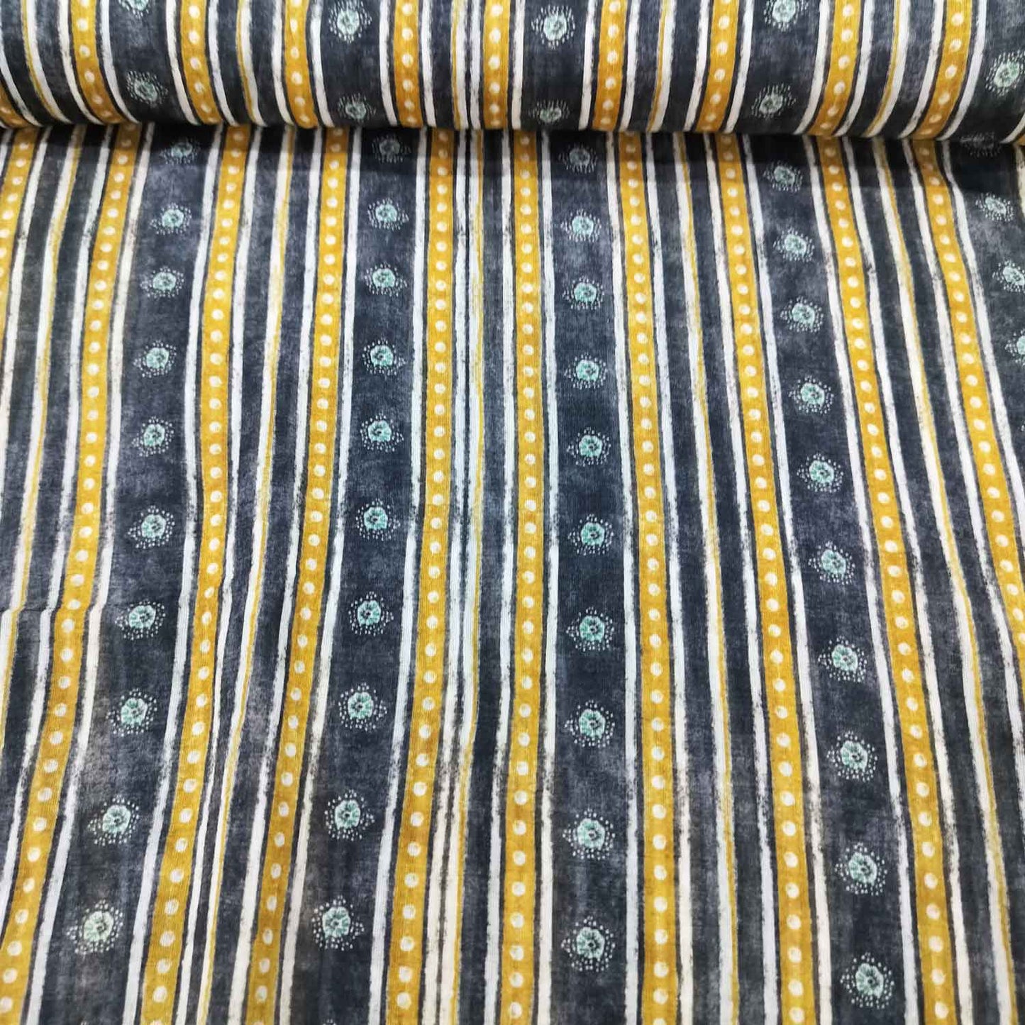 Black Geometrical Print Cotton Mulmul Fabric GT-25419