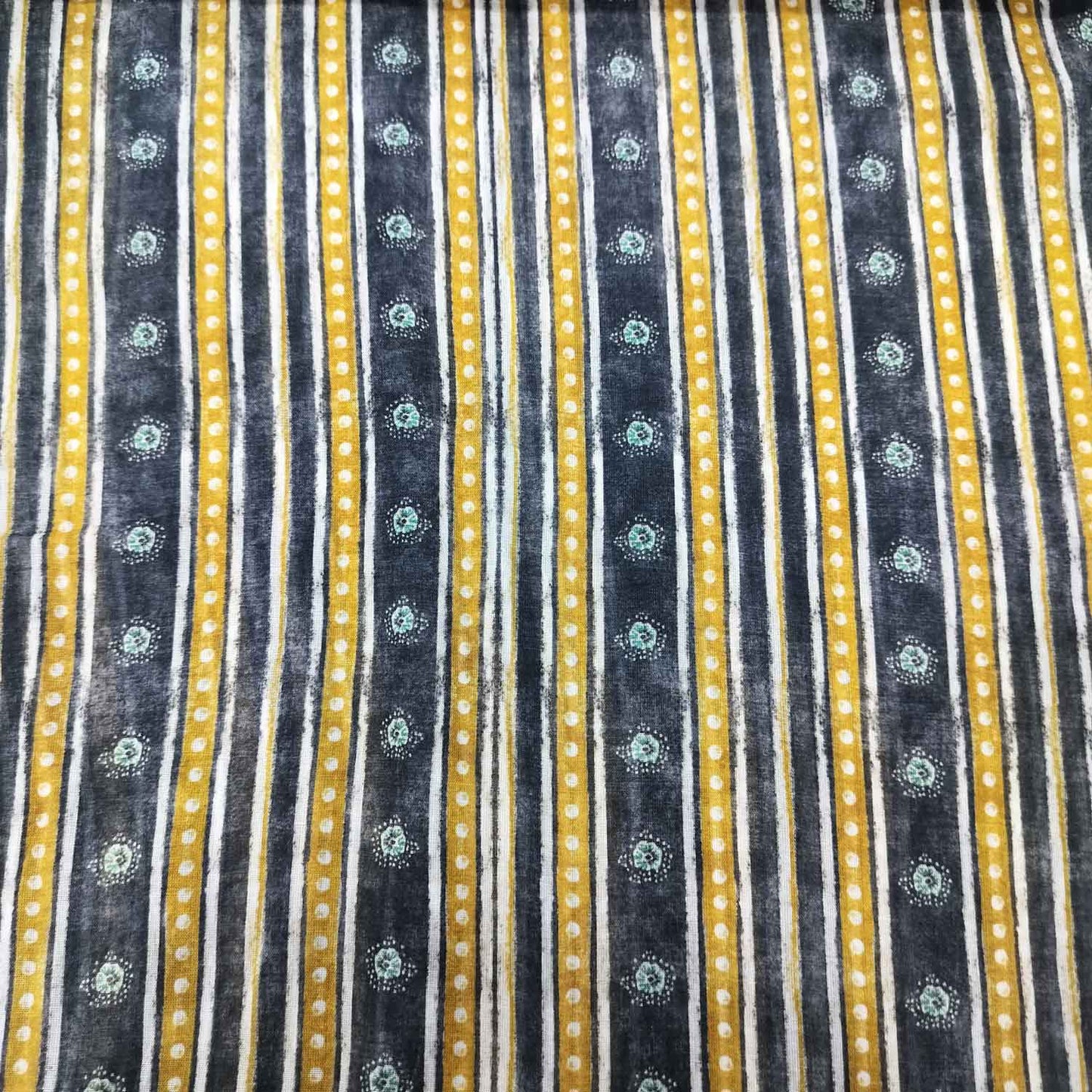 Black Geometrical Print Cotton Mulmul Fabric GT-25419