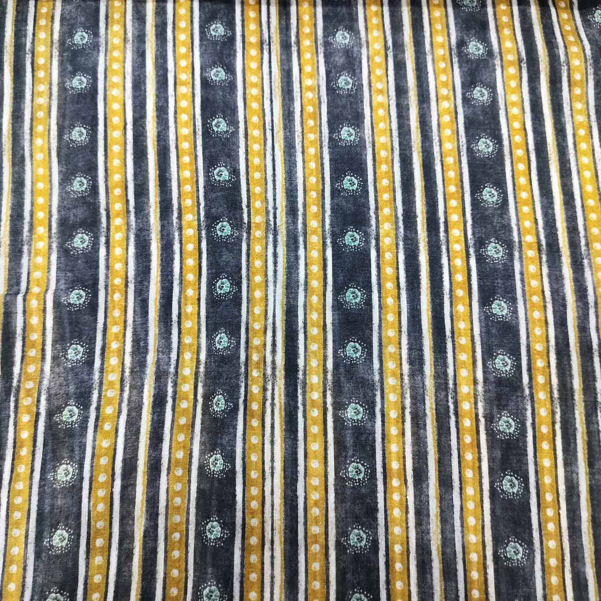 Black Geometrical Print Cotton Mulmul Fabric GT-25419