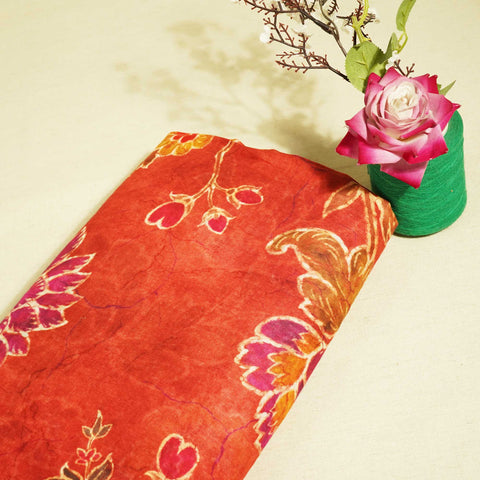 Red Floral Print Cotton Mulmul Fabric GT-25420