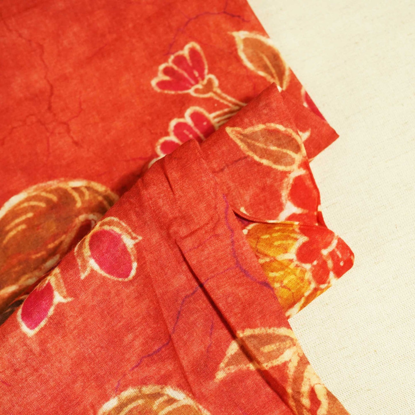 Red Floral Print Cotton Mulmul Fabric GT-25420