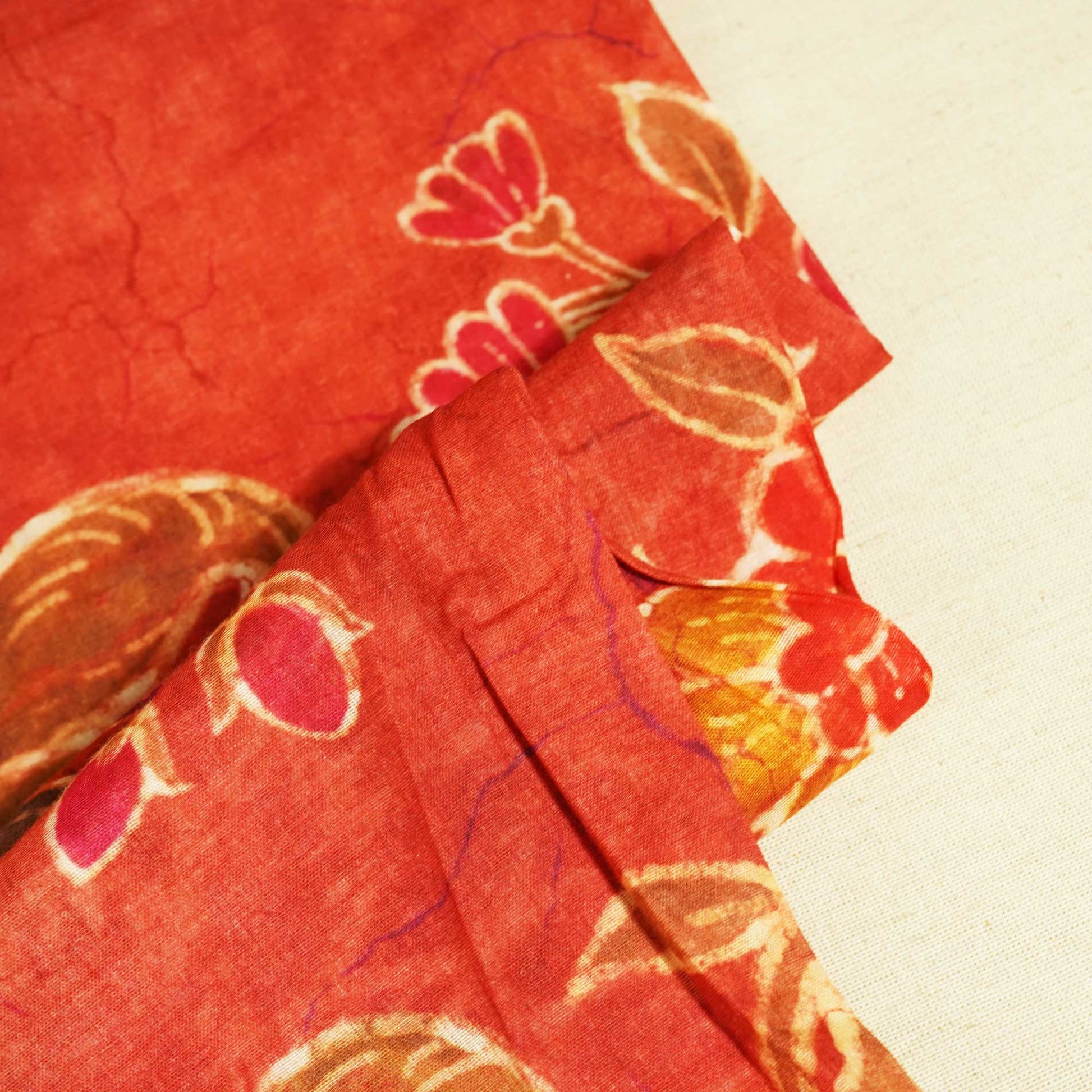 Red Floral Print Cotton Mulmul Fabric GT-25420