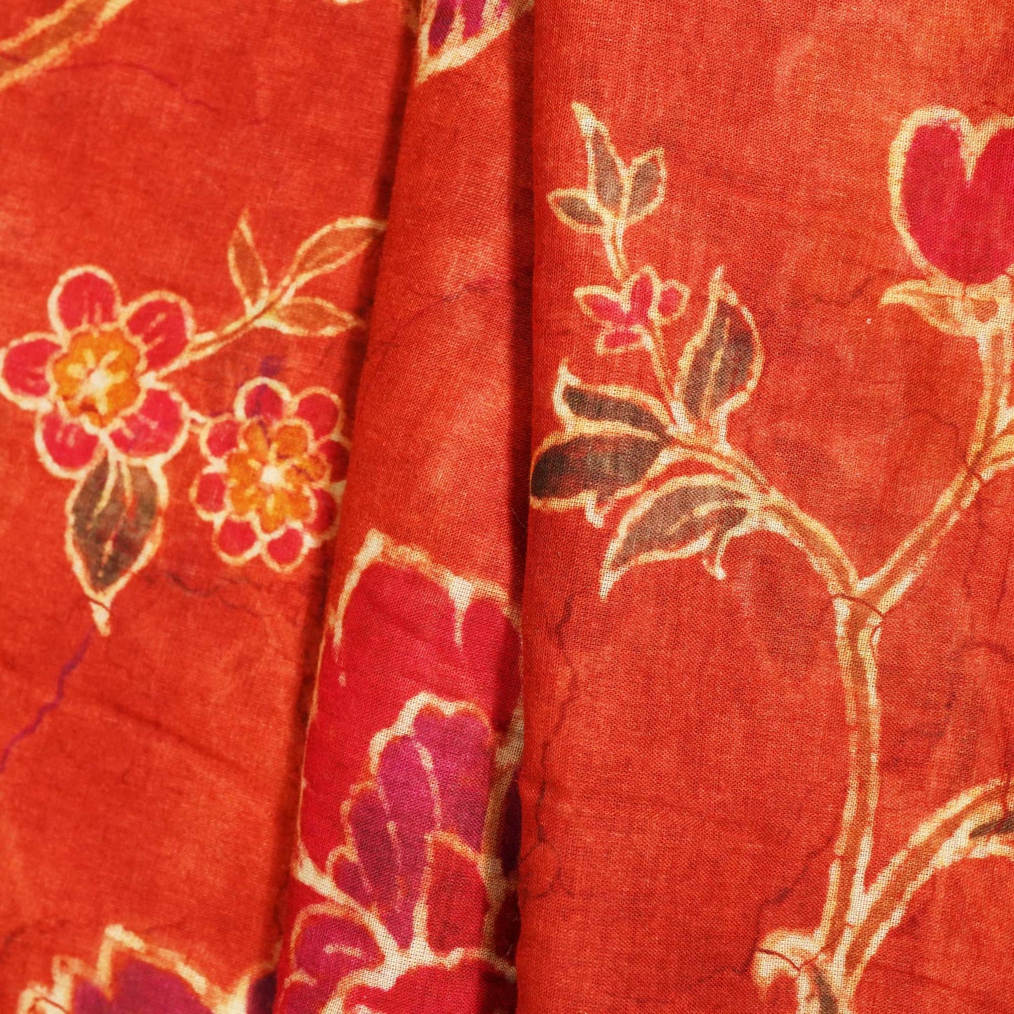 Red Floral Print Cotton Mulmul Fabric GT-25420