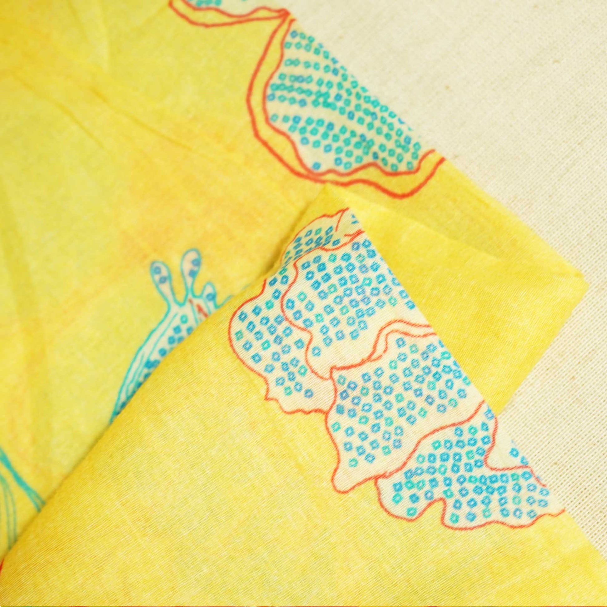Yellow Floral Print Cotton Mulmul Fabric GT-25422