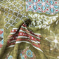 Green Floral Block Print Cotton Mulmul Fabric GT-25424