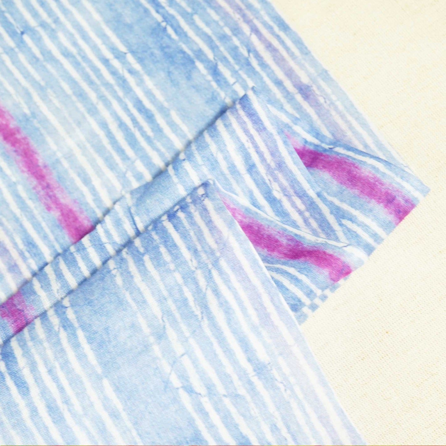 Blue Stripes Print Cotton Mulmul Fabric GT-25427