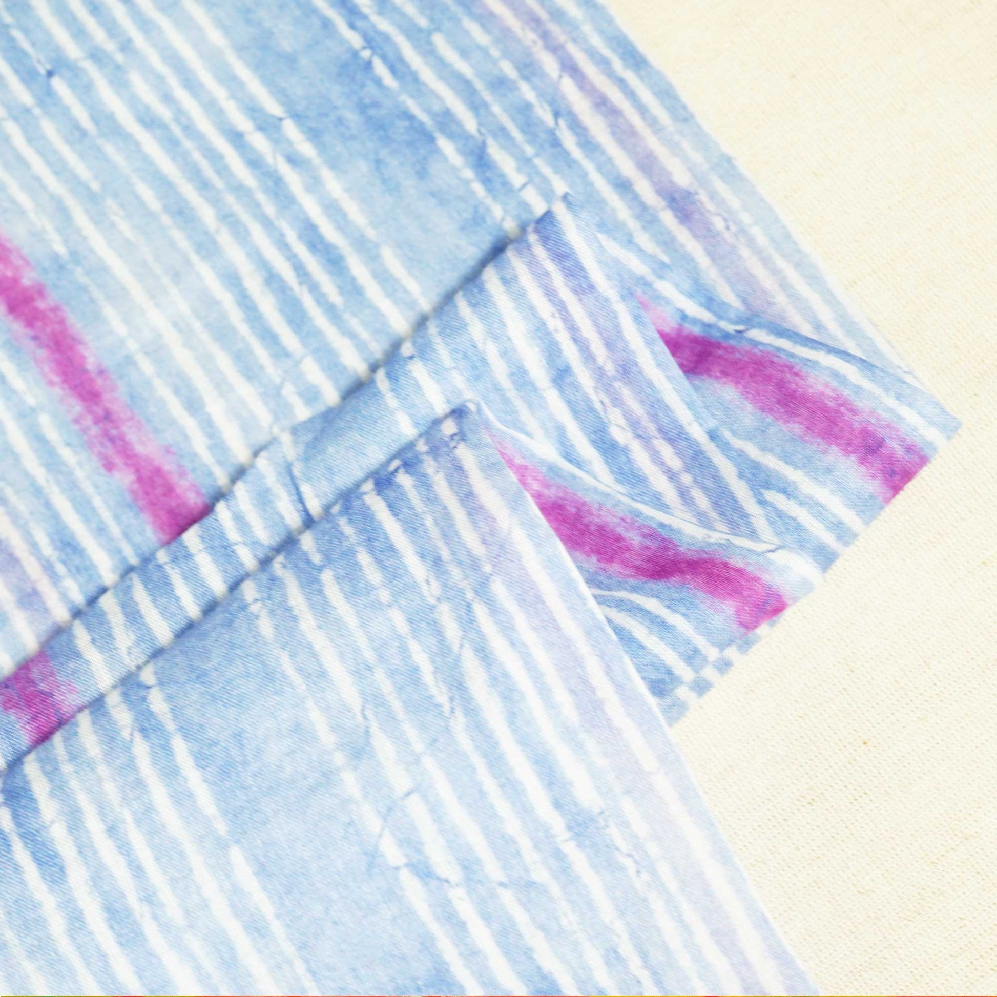 Blue Stripes Print Cotton Mulmul Fabric GT-25427