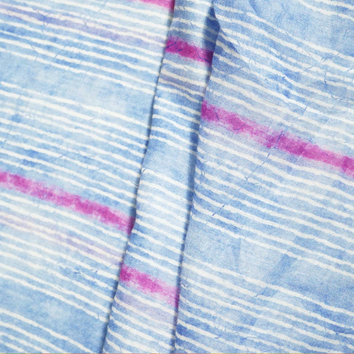 Blue Stripes Print Cotton Mulmul Fabric GT-25427