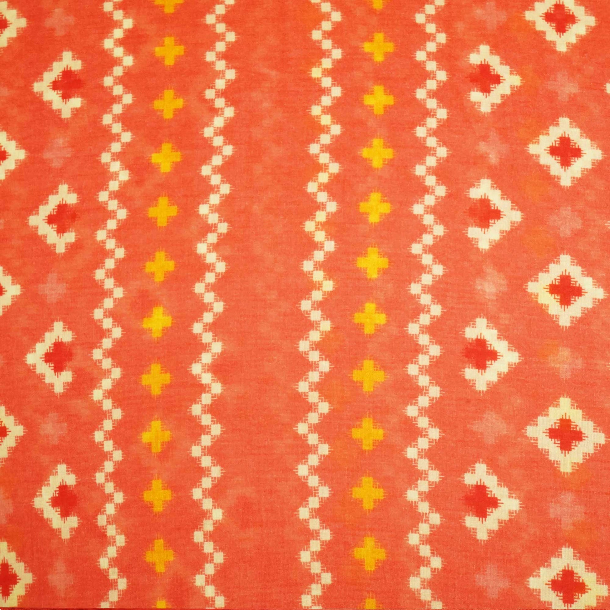 Orange & Multicolor Abstract Print Cotton Mulmul Fabric GT-25429