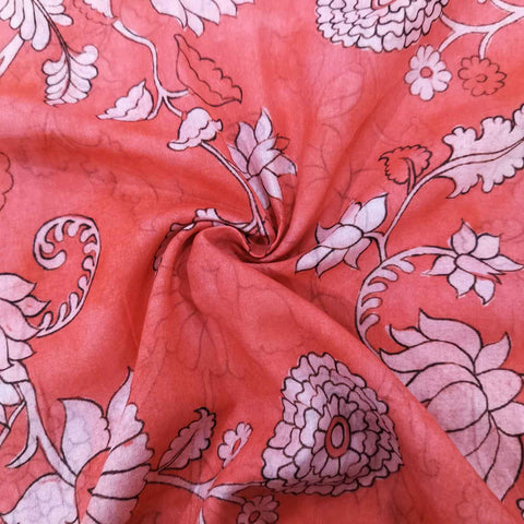 Red Floral Print Cotton Mulmul Fabric GT-25430