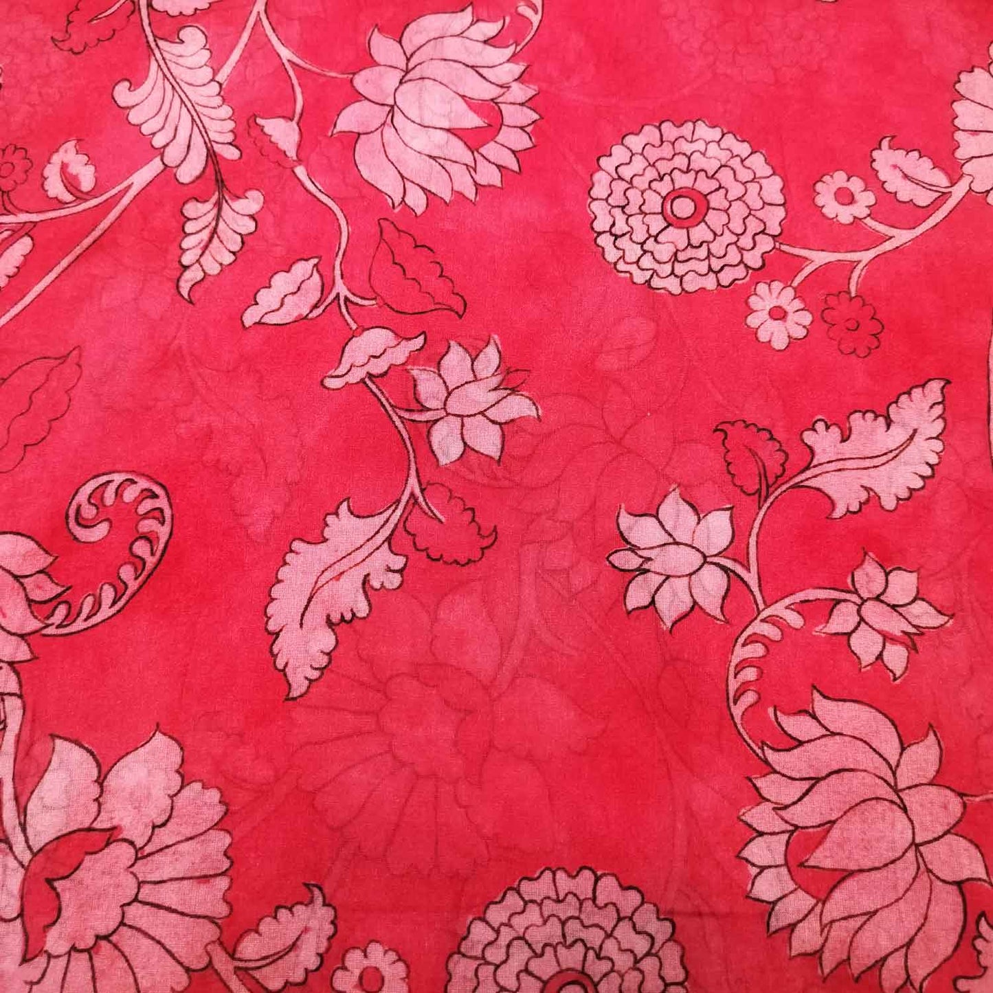 Red Floral Print Cotton Mulmul Fabric GT-25430