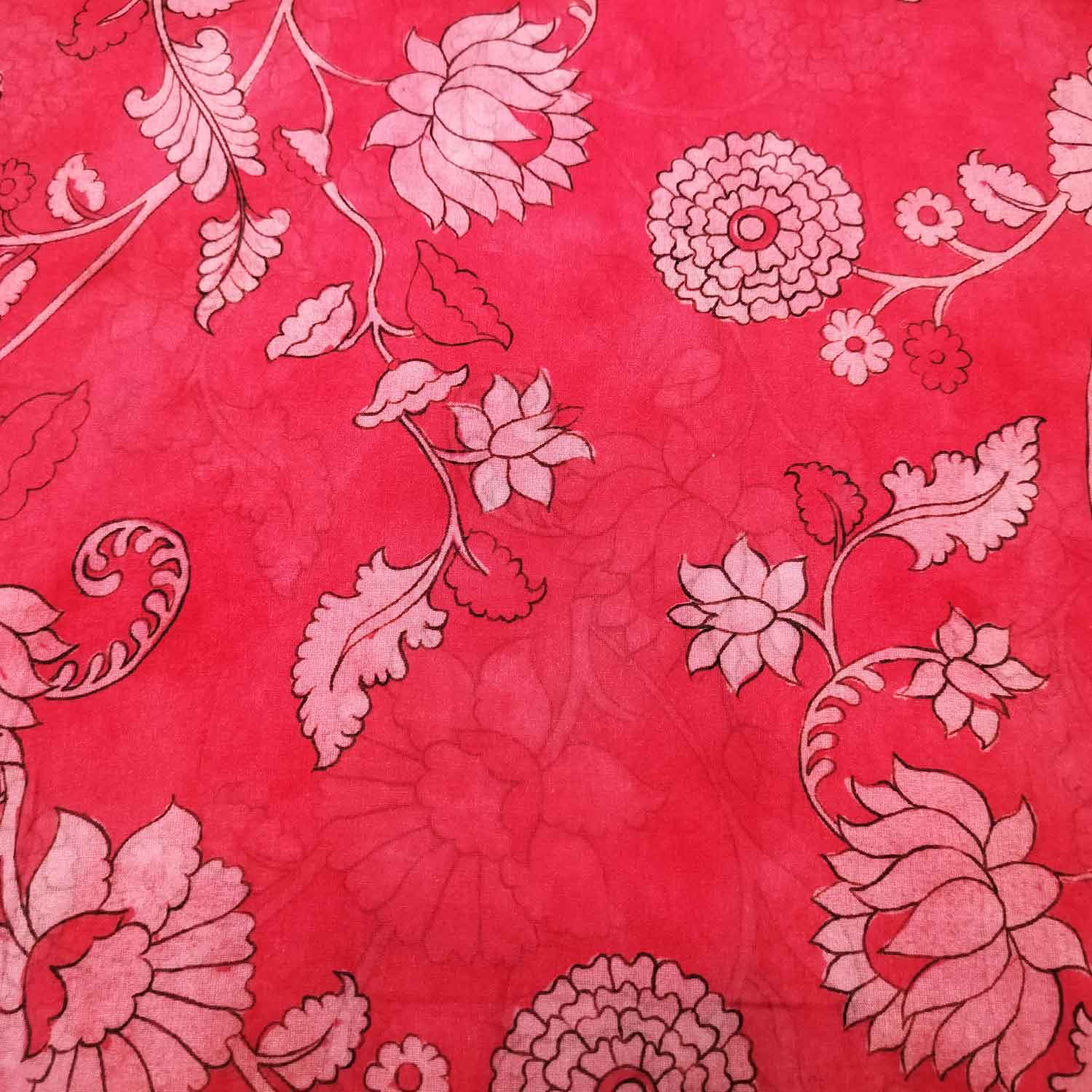 Red Floral Print Cotton Mulmul Fabric GT-25430