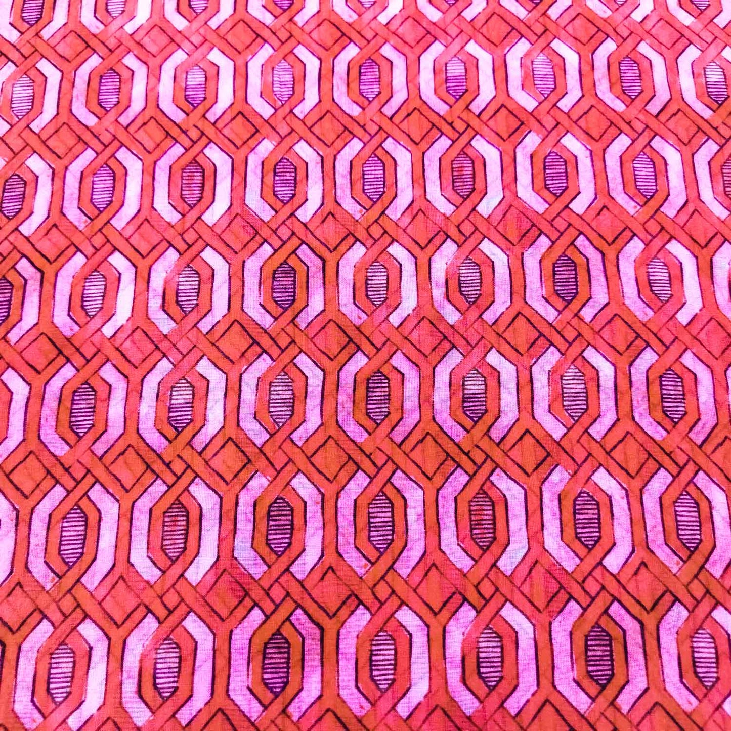 Red Geometrical Print Cotton Mulmul Fabric GT-25431