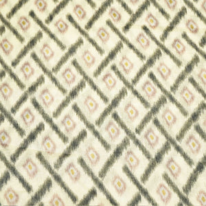 Cream and Geometrical Ikkat Print Cotton Mulmul Fabric GT-25436