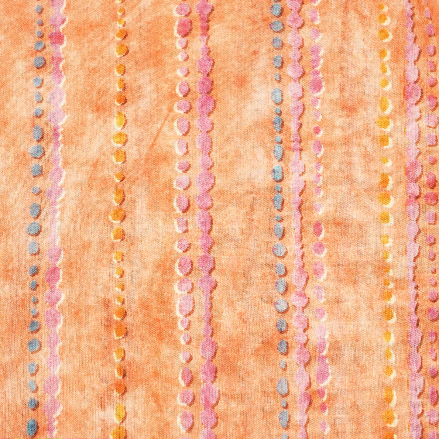 Orange & Multicolor Stripes Print Cotton Mulmul Fabric GT-25438