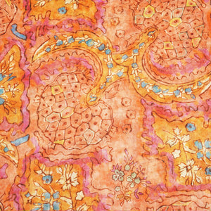 Orange & Multicolor Floral Print Cotton Mulmul Fabric GT-25439