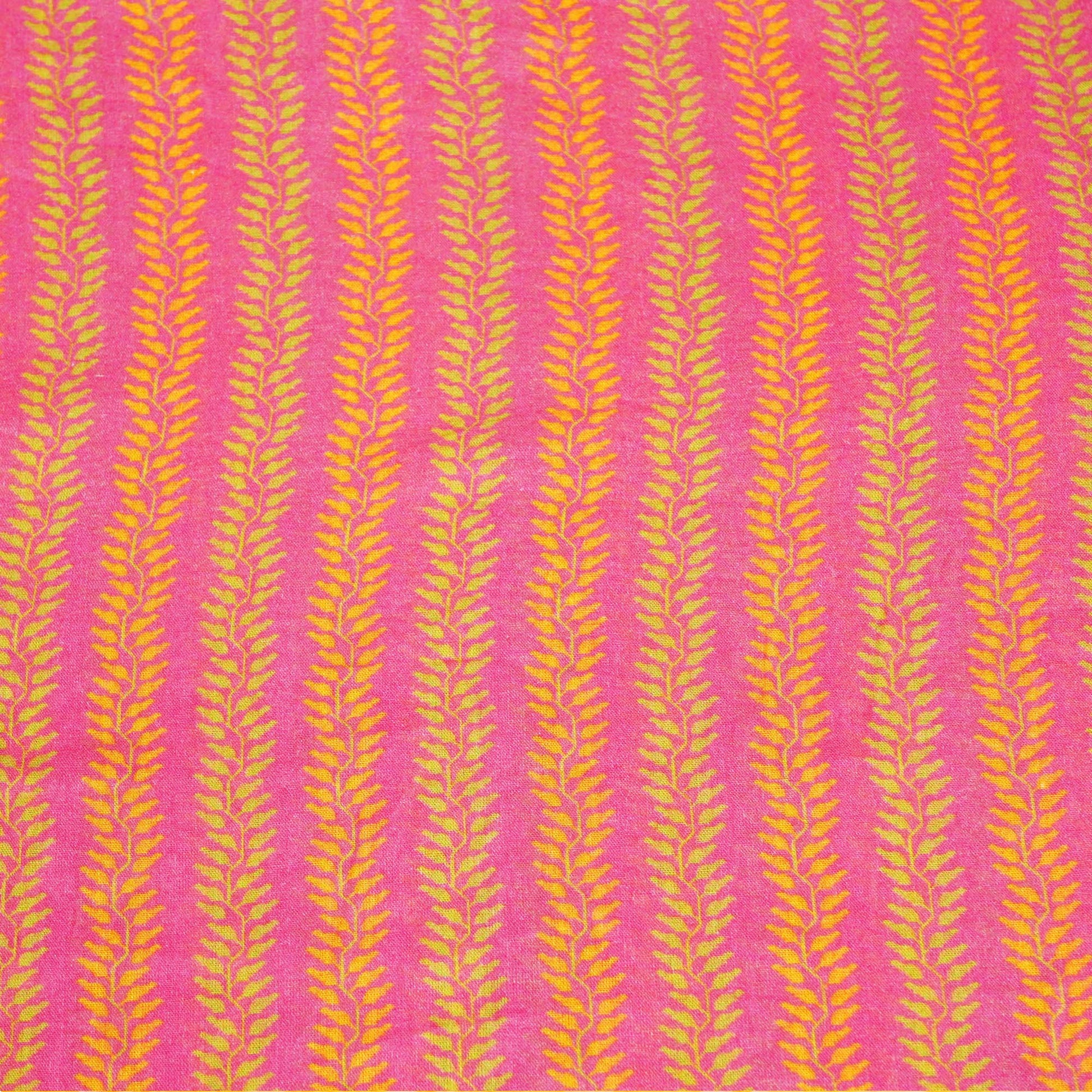 Magenta & Orange Floral Print Cotton Mulmul Fabric GT-25441