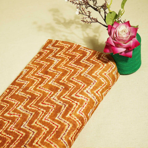 Brown Chevron Print Cotton Mulmul Fabric GT-25443