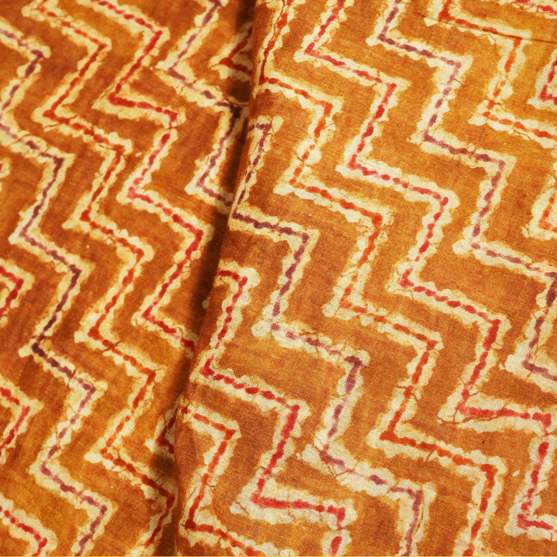 Brown Chevron Print Cotton Mulmul Fabric GT-25443