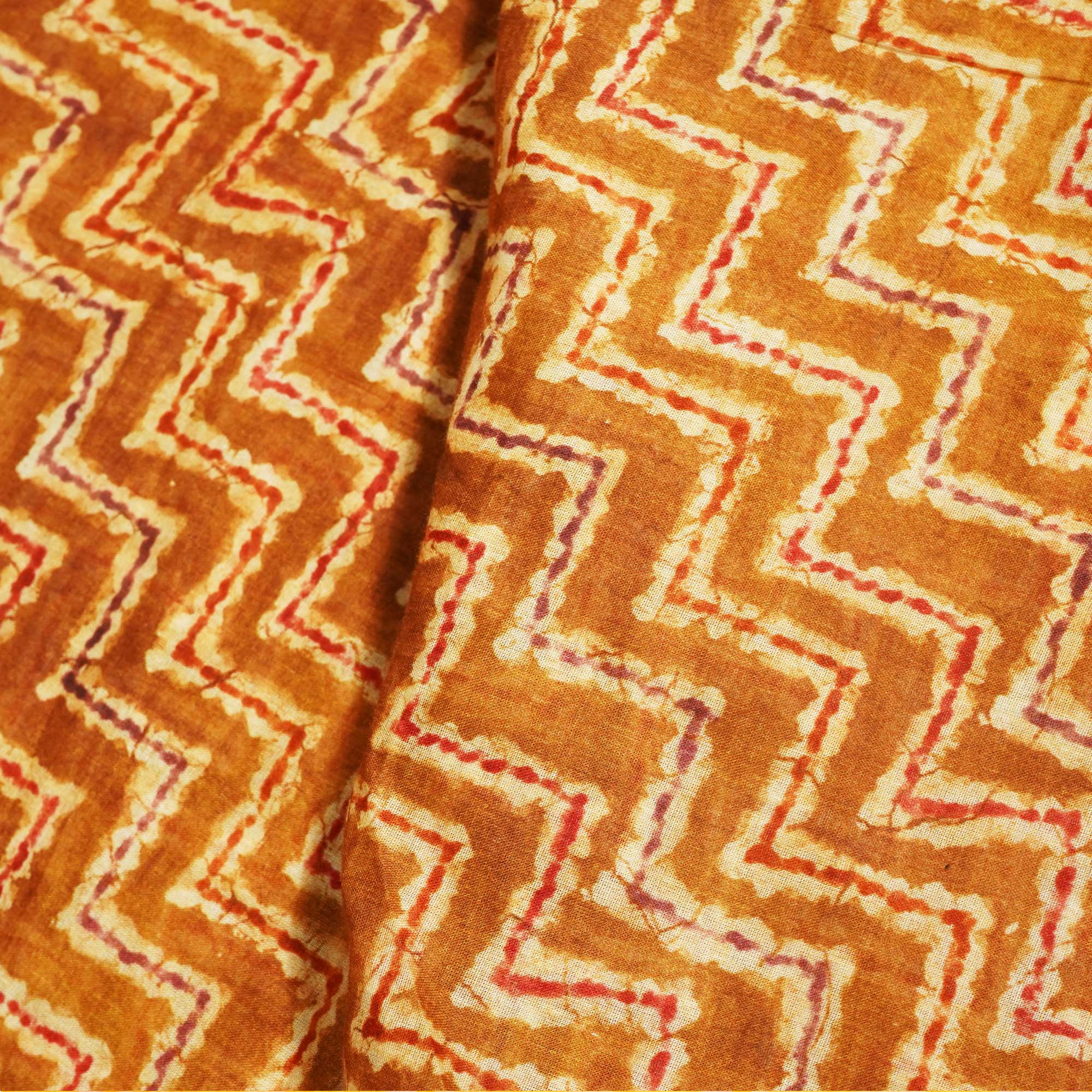 Brown Chevron Print Cotton Mulmul Fabric GT-25443