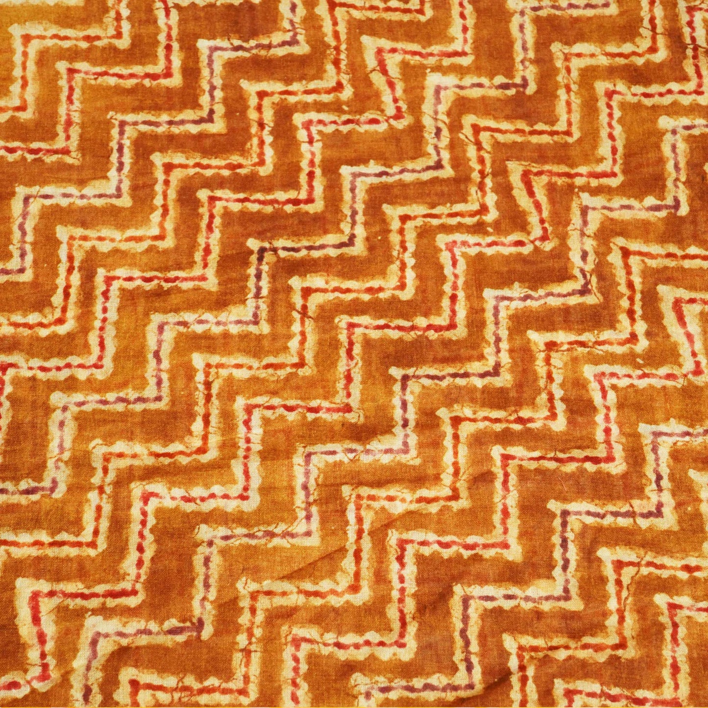 Brown Chevron Print Cotton Mulmul Fabric GT-25443