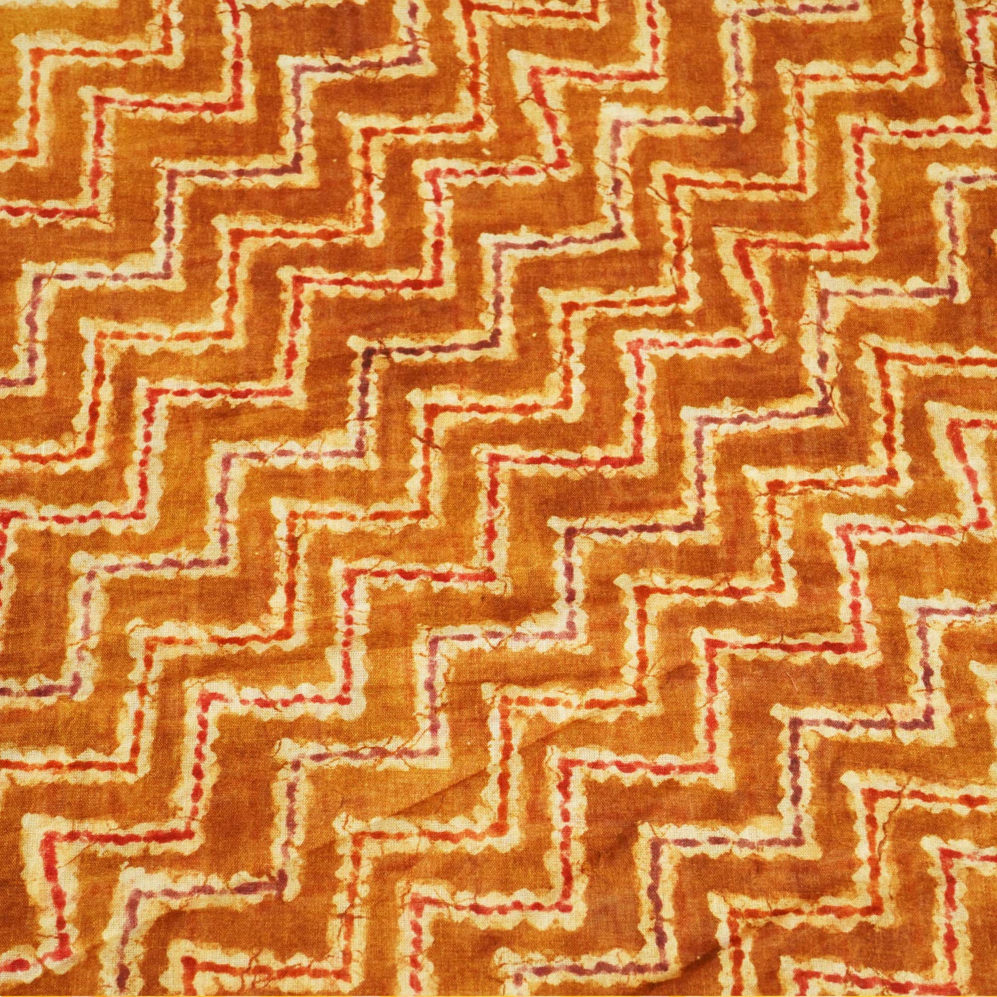 Brown Chevron Print Cotton Mulmul Fabric GT-25443