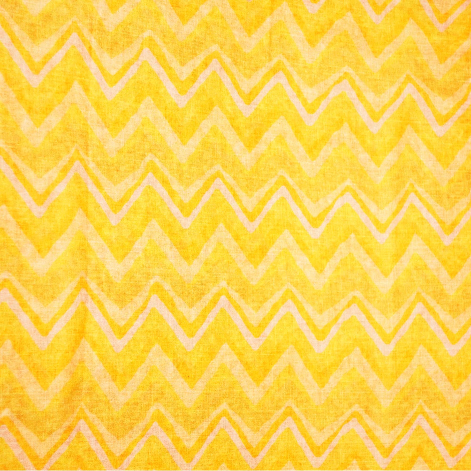 Peach & Multicolor Chevron Print Cotton Mulmul Fabric GT-25444