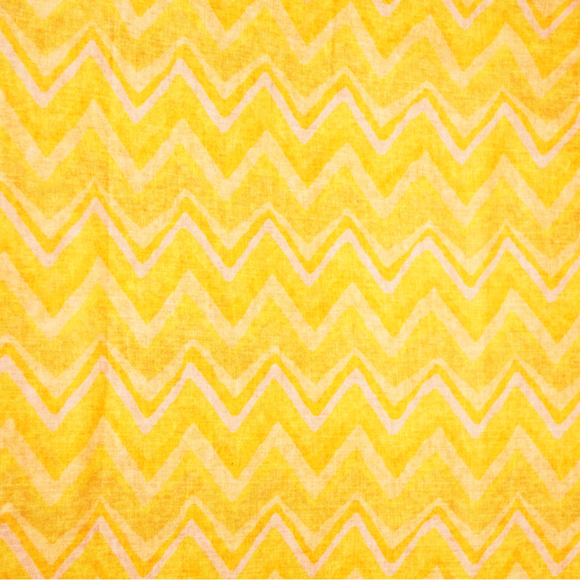 Peach & Multicolor Chevron Print Cotton Mulmul Fabric GT-25444