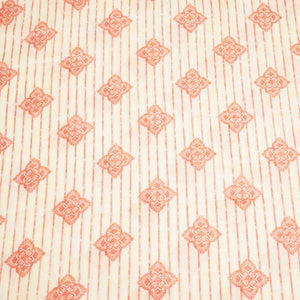 Peach & Pink Stripes Print Cotton Mulmul Fabric GT-25446