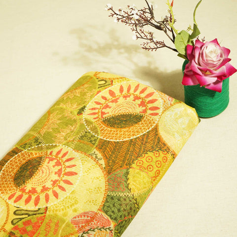 Green Abstract Print Cotton Mulmul Fabric GT-25448