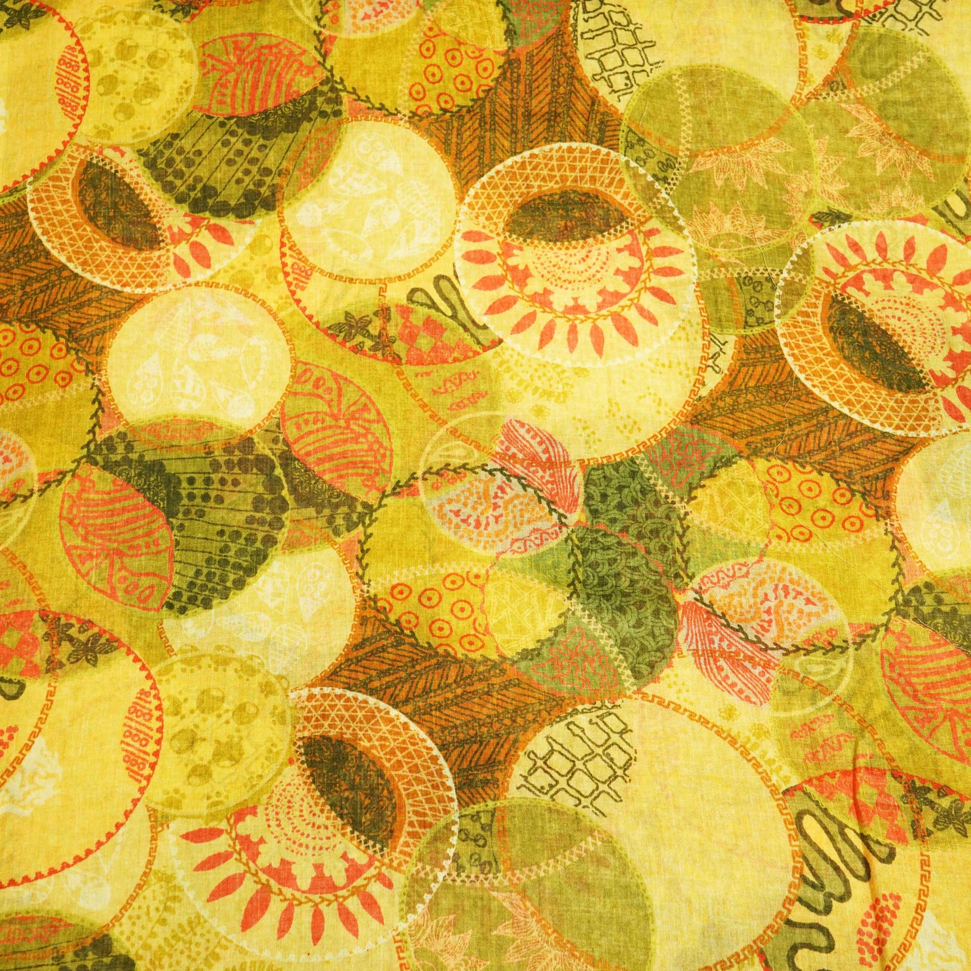 Green Abstract Print Cotton Mulmul Fabric GT-25448