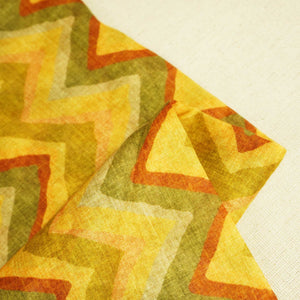 Green & Multicolor Chevron Print Cotton Mulmul Fabric GT-25449