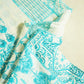 White & Sky Blue Floral Print Cotton Mulmul Fabric GT-25450