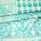 White & Sky Blue Floral Print Cotton Mulmul Fabric GT-25450