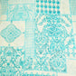 White & Sky Blue Floral Print Cotton Mulmul Fabric GT-25450