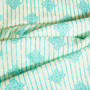 White & Stripes Print Cotton Mulmul Fabric GT-25451
